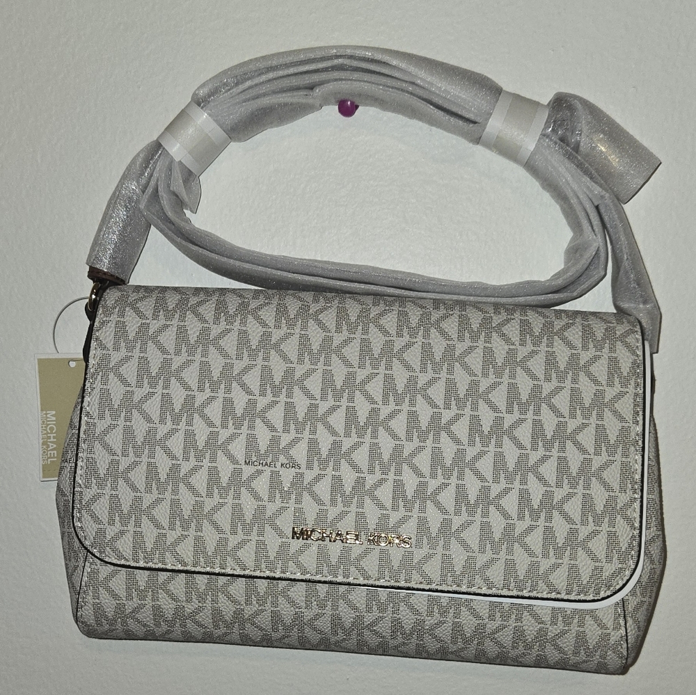 Michael Kors White and Gray Crossbody Bag